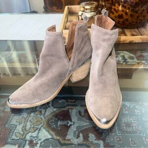 Jeffrey Campbell Taupe Ankle Boots with Silver Accents